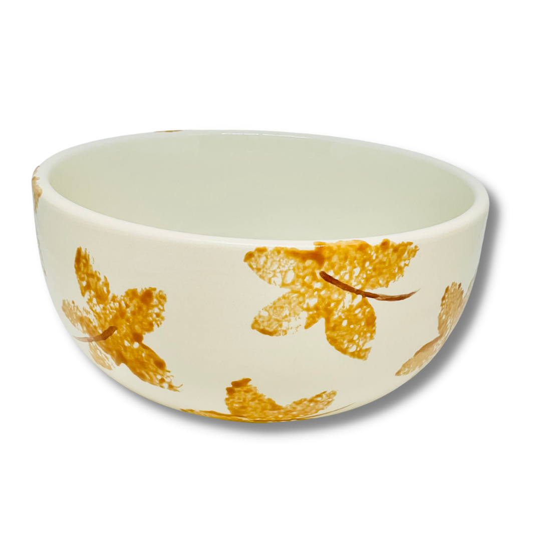 Hand Painted Large AUTUMN LEAF Cereal Bowl GFT