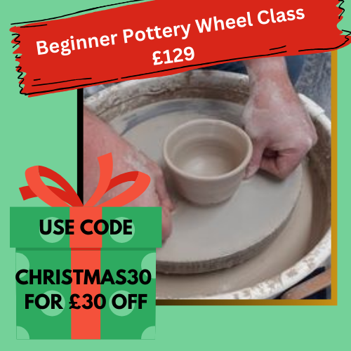 Beginner Pottery Wheel Class  4 hours over 2 sessions  USE Disc Code CHRISTMAS30 FOR £30 OFF