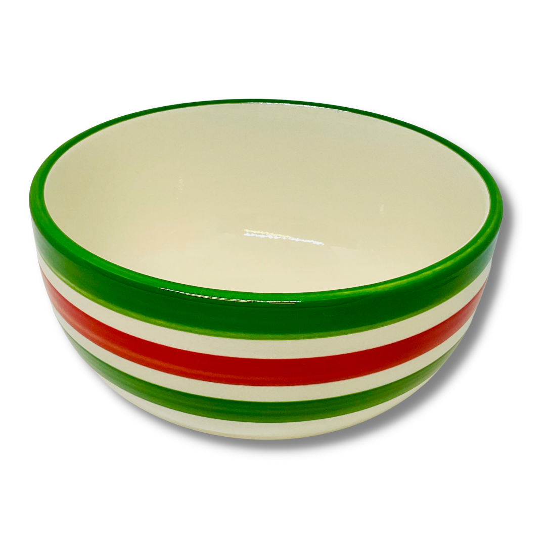 Hand Painted Large CANDY CANE Cereal Bowl GFT