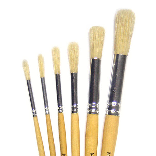 Short Round Hog Bristle Brushes (pack of 3) CLY